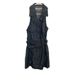 Level 99 Sleeveless Shirt Dress Dark Chambray Blue S